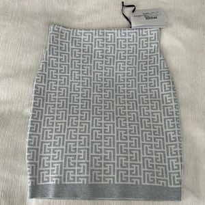 BALMAIN MONOGRAM KNIT BLUE SKIRT SIZE 36